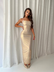 Metallic Shiny Maxi Dress