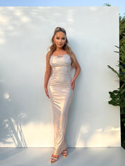 Metallic Shiny Maxi Dress