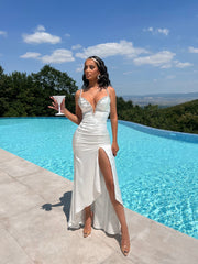 Rhinestone Satin Maxi Dress