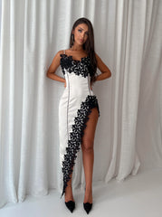 Lace Satin Maxi Dress