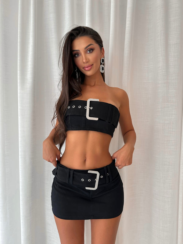 Buckle Micro Skirt Set