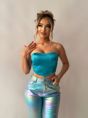 Metallic Blue Pants