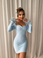 Feather Bandage Mini Dress