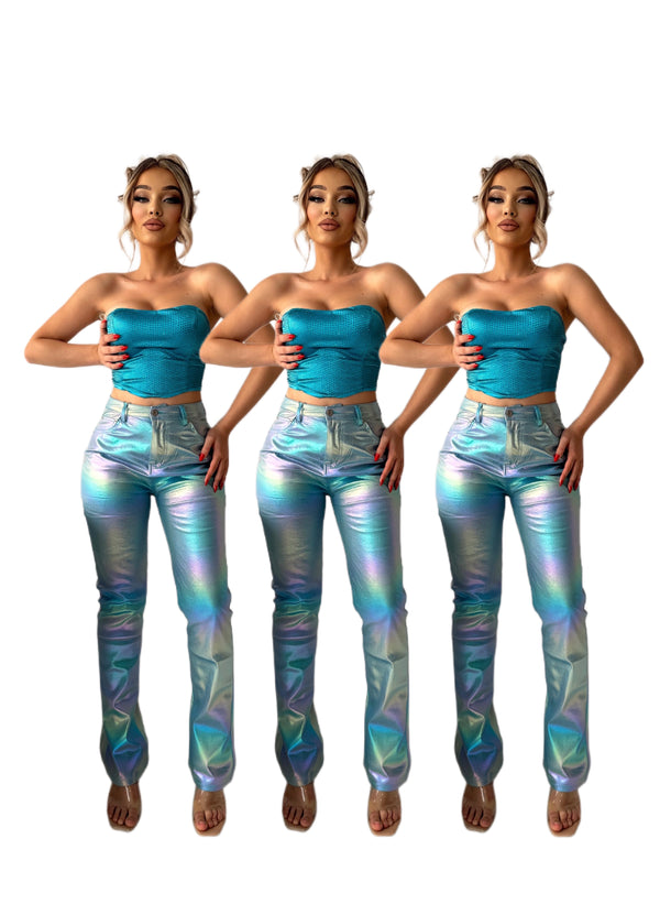 Metallic Blue Pants