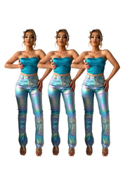 Metallic Blue Pants