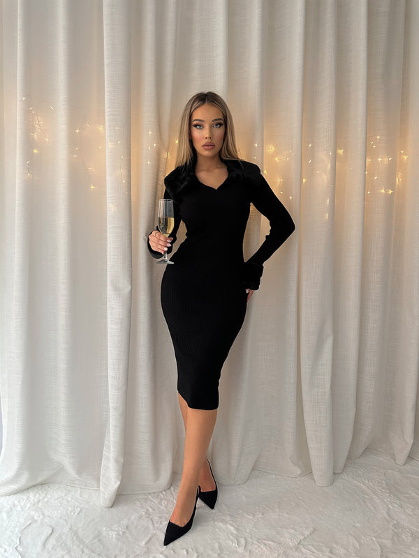 Elegant Fur Midi Dress