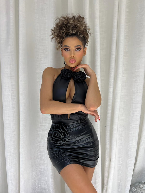 Leather Rosette Skirt Set