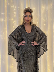 Sequin Draped Maxi Dress