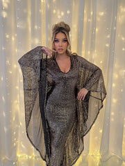 Sequin Draped Maxi Dress