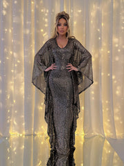 Sequin Draped Maxi Dress