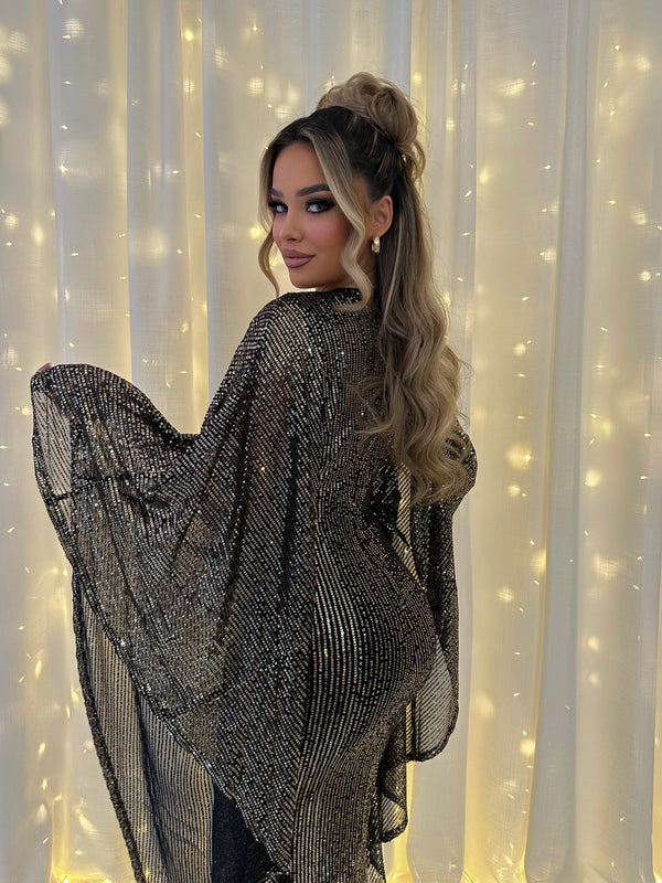 Sequin Draped Maxi Dress