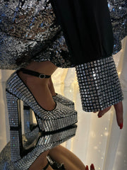 Embellished Sleeve Satin Shirt