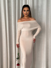 Off Shoulder Sweater Maxi Dress