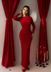 Rhinestone Mesh Maxi Dress