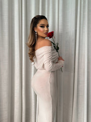 Off Shoulder Sweater Maxi Dress