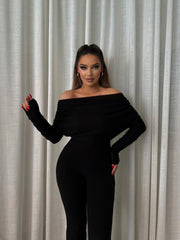 Off shoulder Sweater Jumpsuit