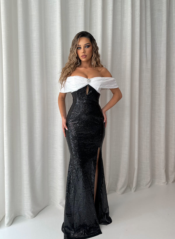Off Shoulder Sequin Gown