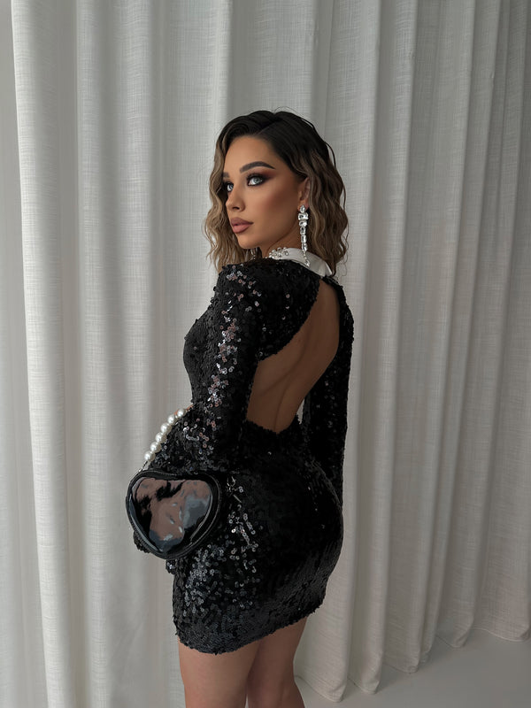 Embellished Collar Mini Dress