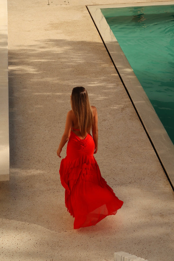 Ruched Floral Maxi Dress