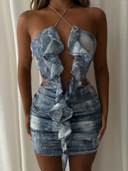 Sequin Ruffle Mini Dress