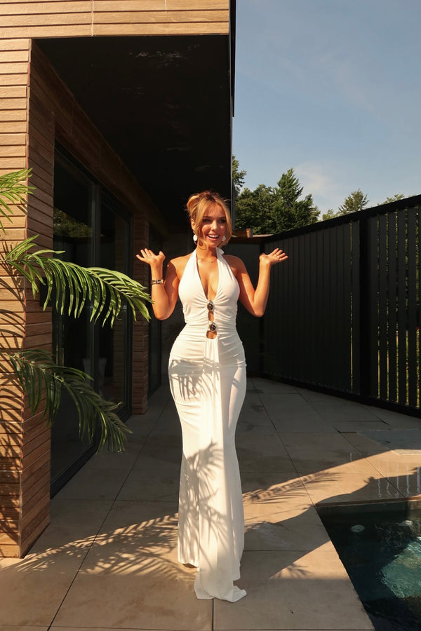 Draped Halter Maxi Dress