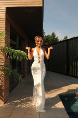 Draped Halter Maxi Dress