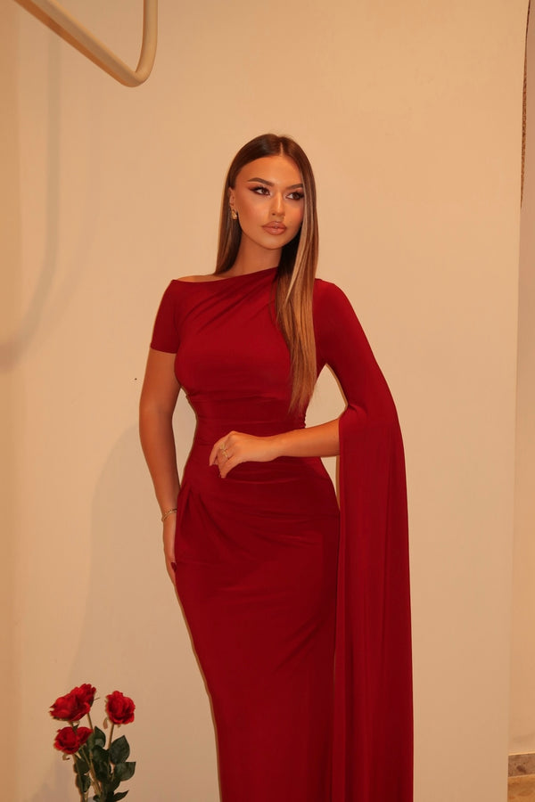 Asymmetrical Draped Maxi Dress