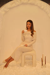 Off Shoulder Sweater Maxi Dress