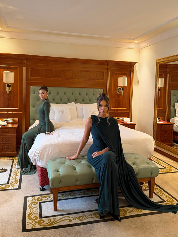 Royal Flow Cape Dress