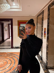 Draped Long Sleeve Jumpsuit