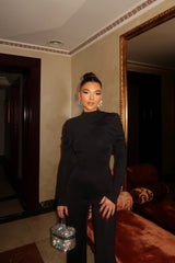 Draped Long Sleeve Jumpsuit