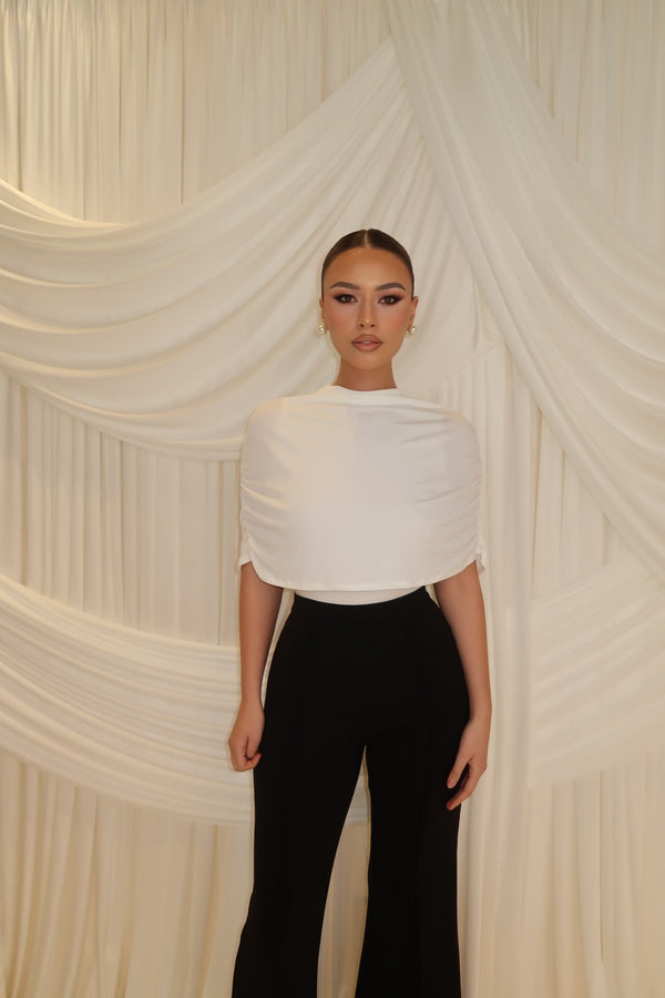 Monochrome Elegance Cape Jumpsuit